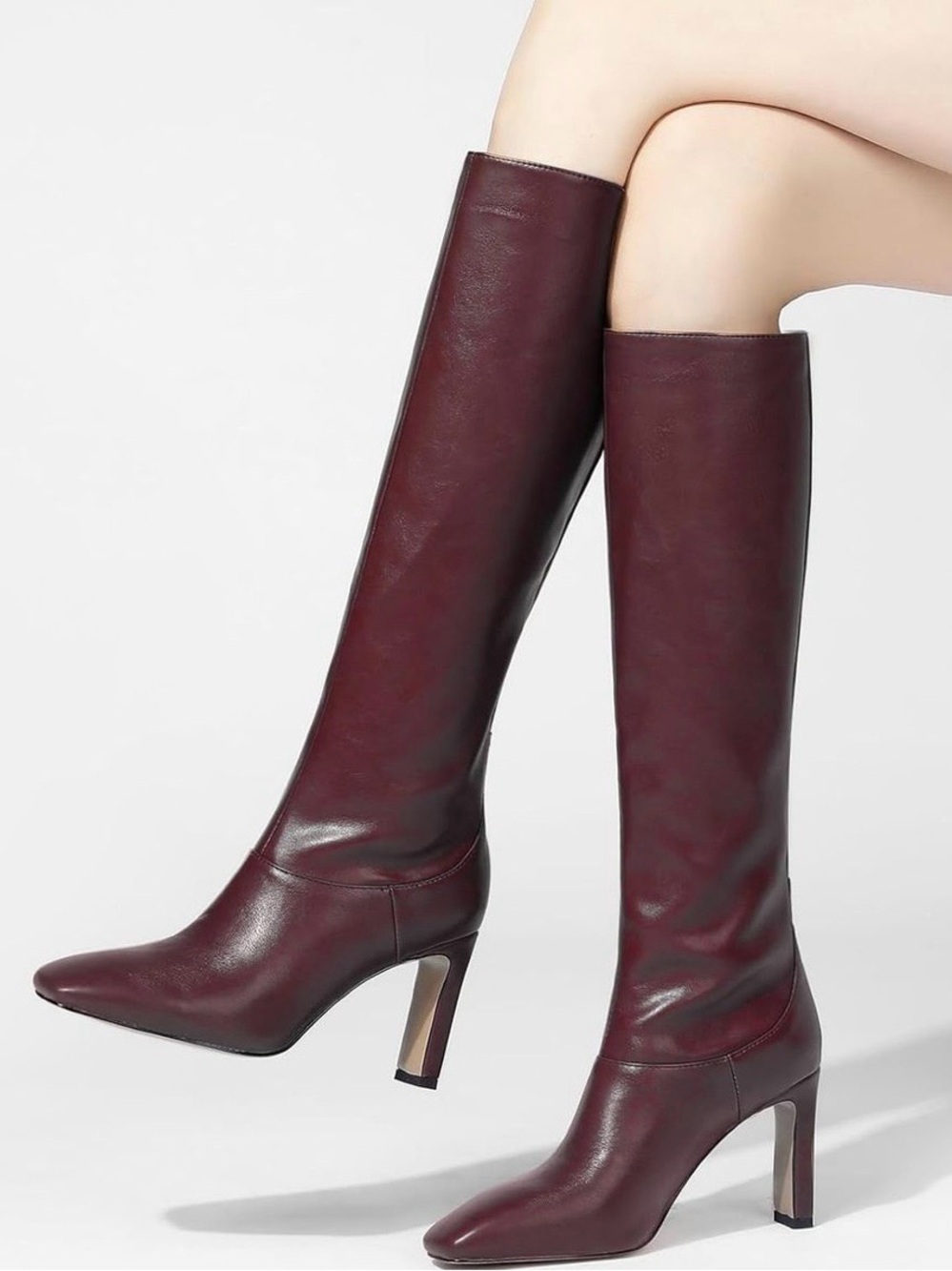Yiya Women's Tall Square-Toe Knee-High Boots in Cherry Red / Euro 40; US 8.5 - Picture 2 of 16